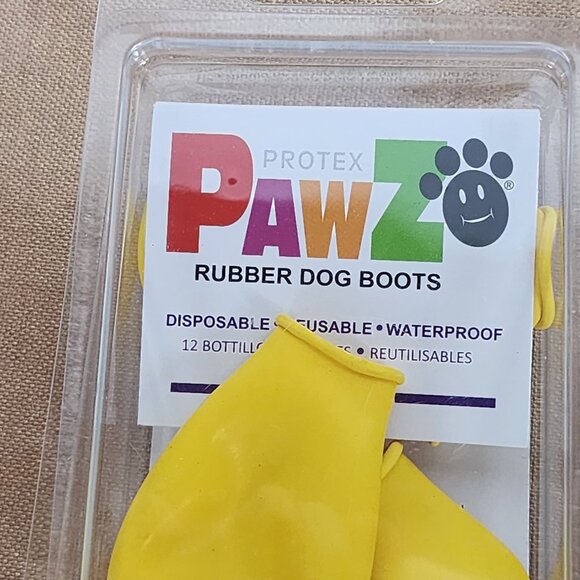 Protex Pawz Yellow Natural Rubber Reusable 12pk Waterproof Dog Boots Sz XX-Small - Picture 6 of 16